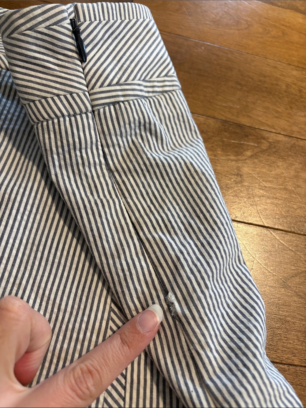 Cotton Talbots Blue and White Pinstripe A-Line Skirt - Picture 4 of 8
